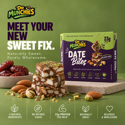 Dr Munchies Date Bites | 23g Protein | No Refined Sugar | Dates & Nuts | 200g