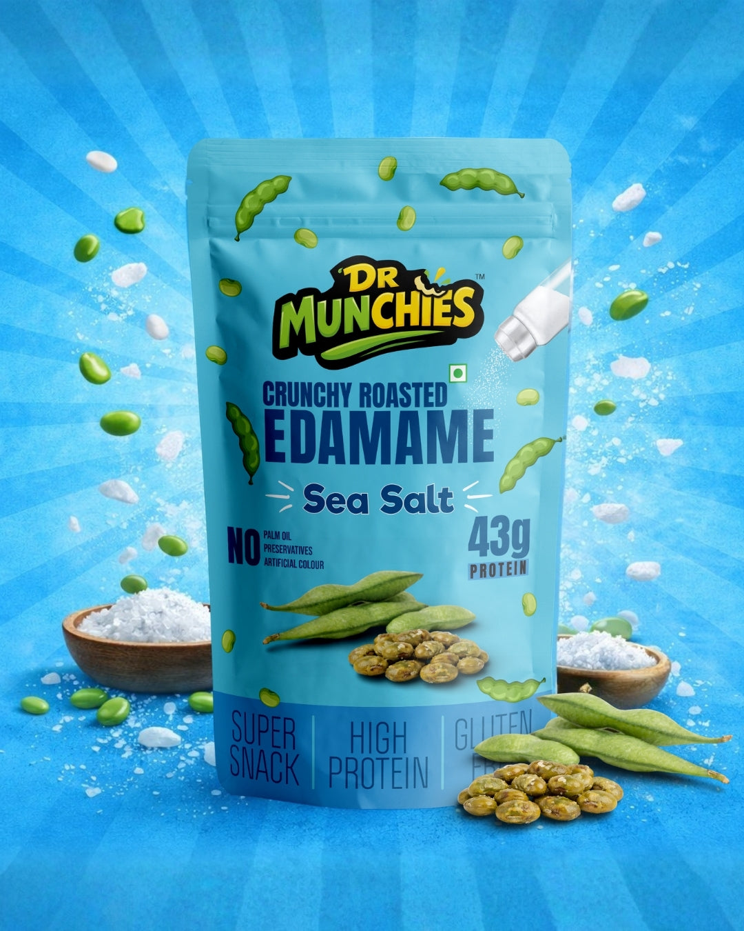 Dr Munchies Crunchy Roasted Edamame – Sea Salt | Clean Protein Snack