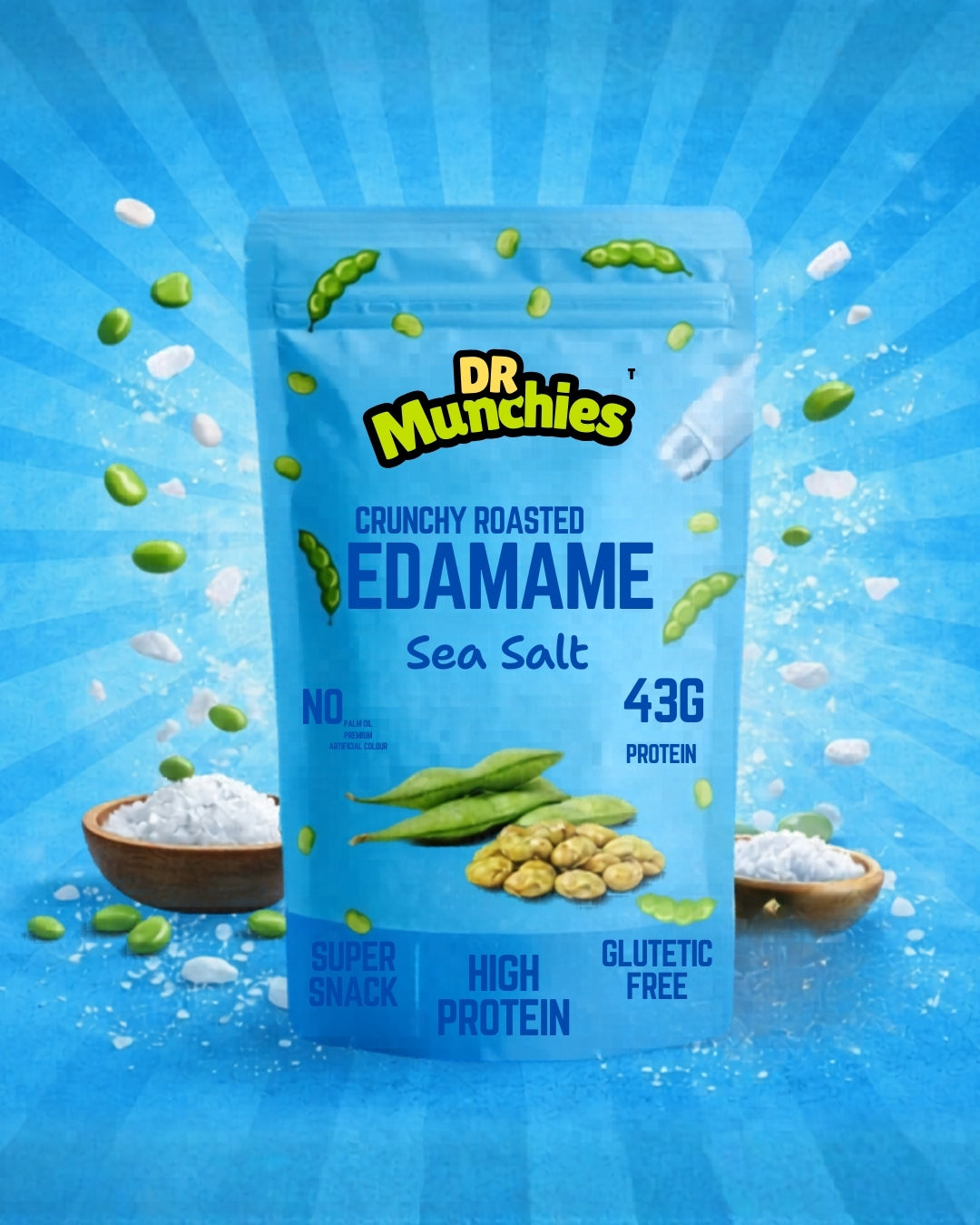 Dr Munchies Crunchy Roasted Edamame – Sea Salt | Clean Protein Snack