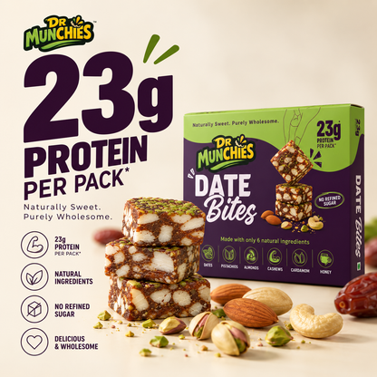 Dr Munchies Date Bites | 23g Protein | No Refined Sugar | Dates & Nuts | 200g