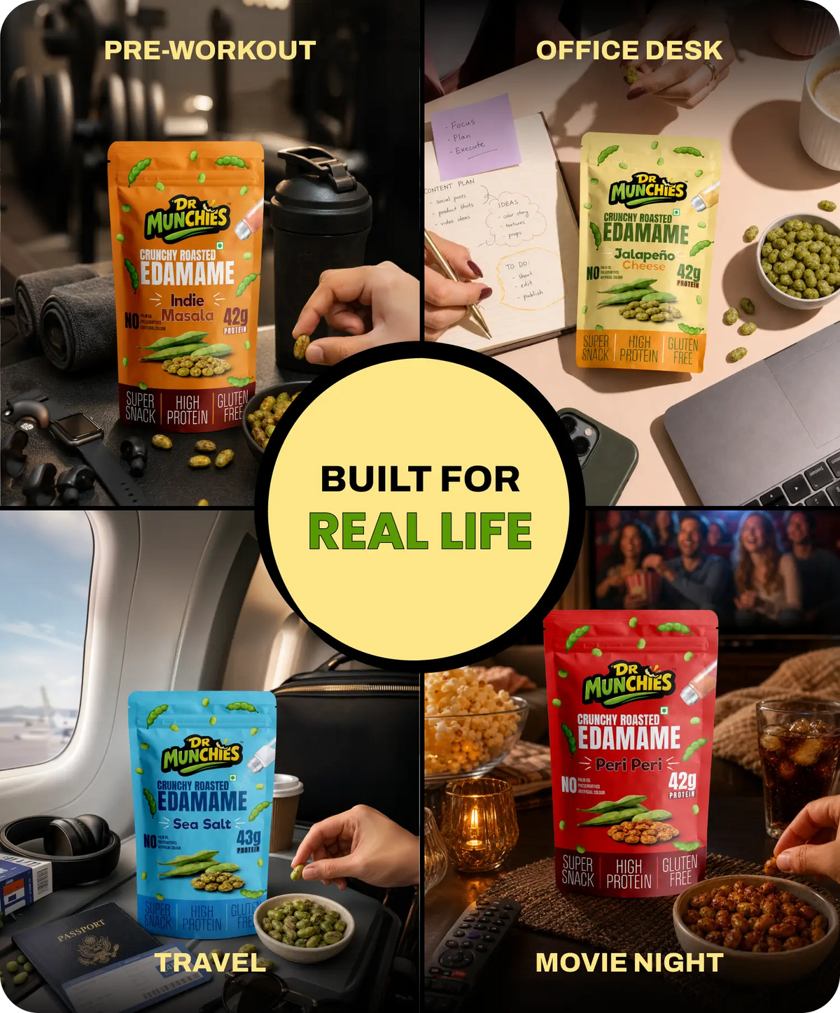 Dr Munchies Crunchy Roasted Edamame – The Variety Pack | Mix | High-Protein Snack image 5