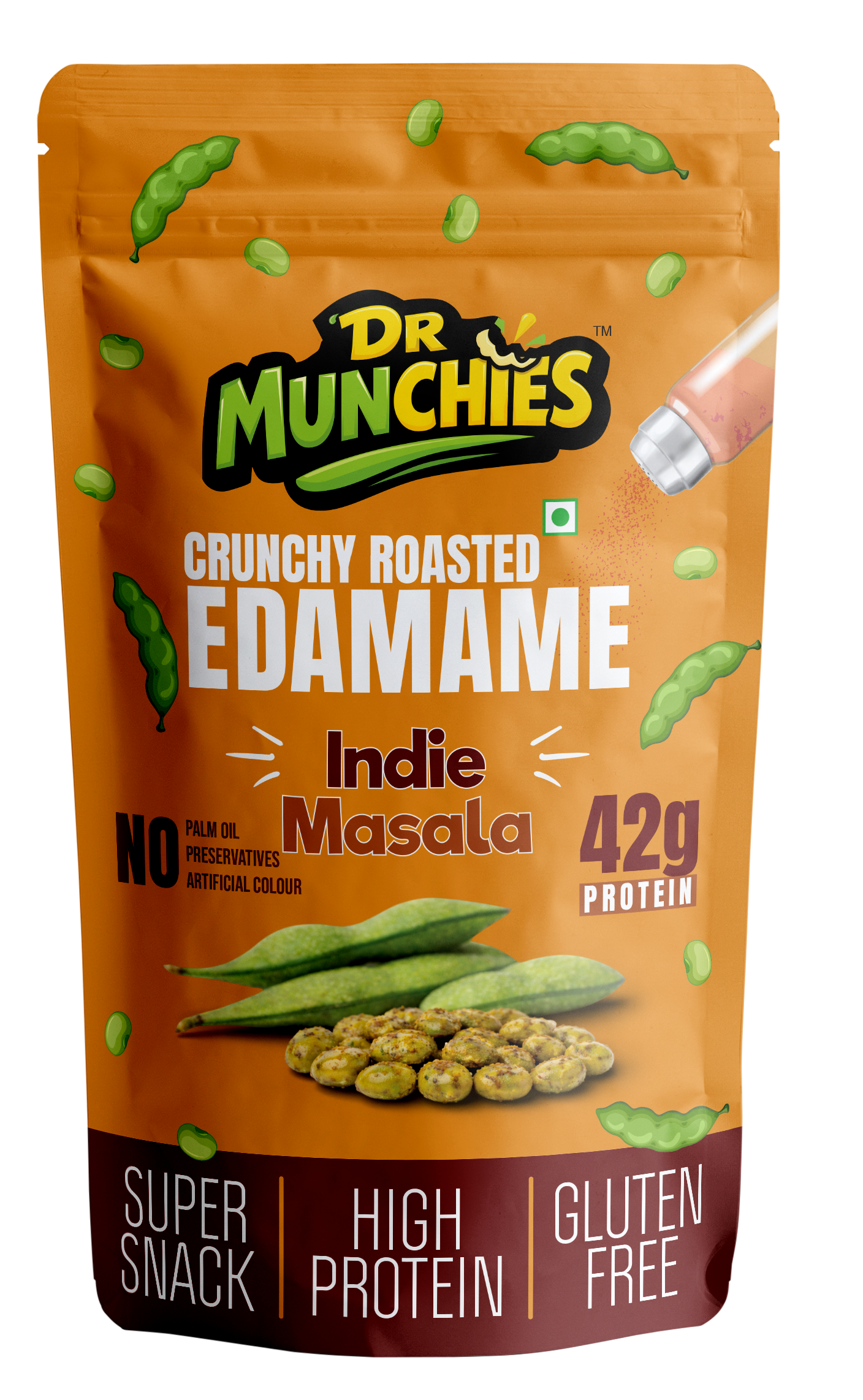 Dr Munchies Crunchy Roasted Edamame – Indie Masala | Super Protein Snack