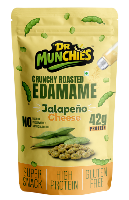 Dr Munchies Crunchy Roasted Edamame – Jalapeño Cheese | High-Protein Snack