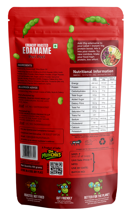 Dr Munchies Crunchy Roasted Edamame – Pack of 4 | Mix | High-Protein Snack