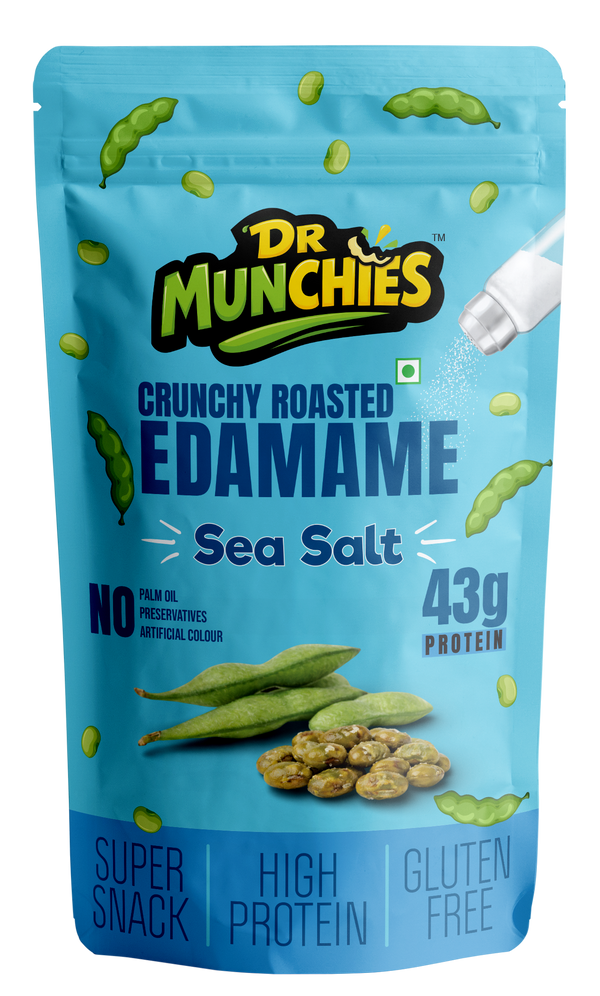 Dr Munchies Crunchy Roasted Edamame – Sea Salt | Clean Protein Snack
