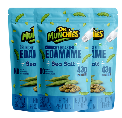 Dr Munchies Crunchy Roasted Edamame – Pack of 3 | Sea Salt | High-Protein Snack