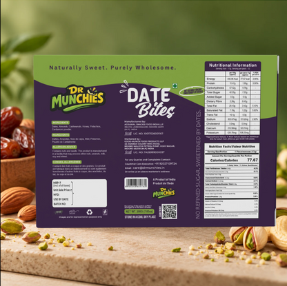 Dr Munchies Date Bites | 23g Protein | No Refined Sugar | Dates & Nuts | 200g