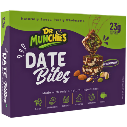 Dr Munchies Date Bites | 23g Protein | No Refined Sugar | Dates & Nuts | 200g